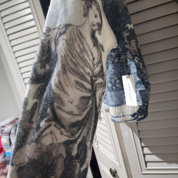 Rare Pilcro Alani Mock Neck Mystical Garden Cashmere Cream & Blue Sweater NWT S - Picture 5 of 12